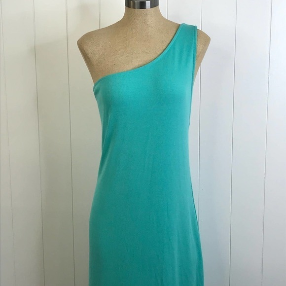 Free People Beach Saturday Night Teal One Shoulder Maxi Size Large - Picture 2 of 12
